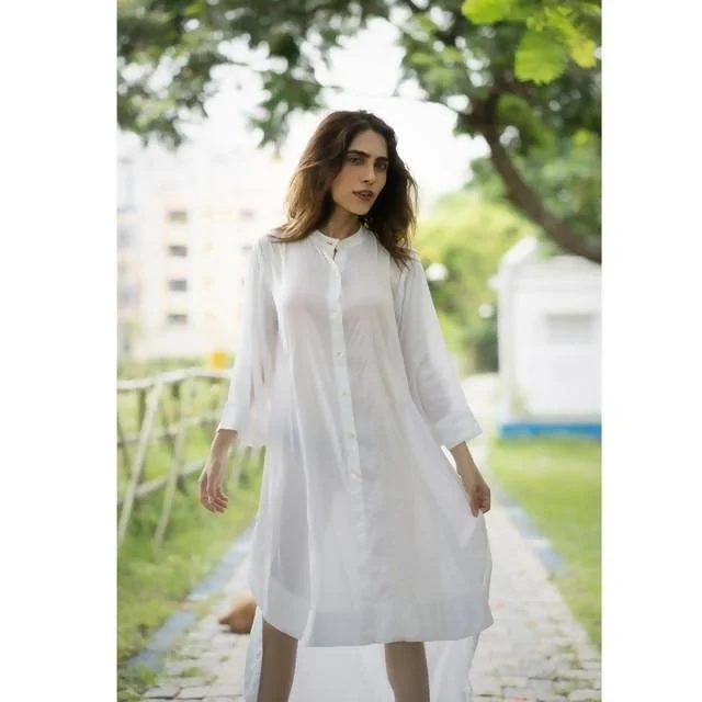Everything Must Go!Organic Rose Petal Fibre Shirt Dress | White