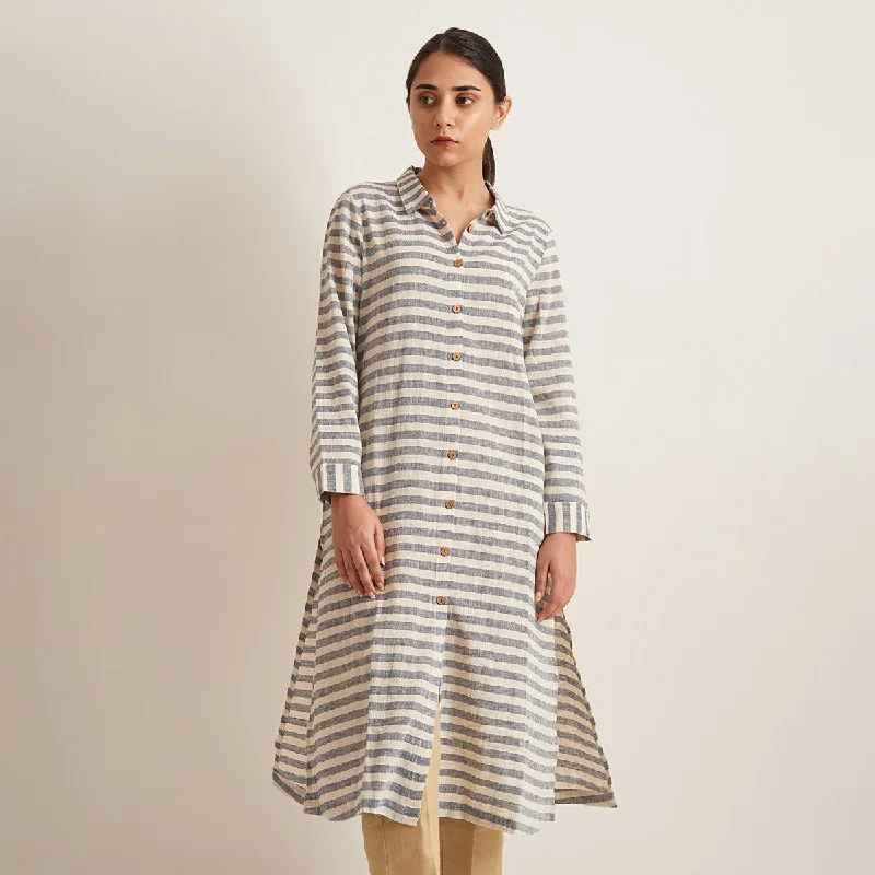 Your Best Deals Are Here!Kala Cotton Shirt Dress for Women | Striped | Beige & Grey
