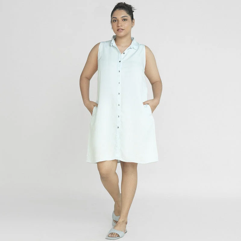 More Discounts, More Joy!Tencel Shirt Dress | Sky Blue