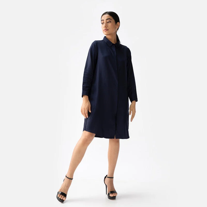 Exclusive Deals Just for You!Cotton Tencel Shirt Dress | Knee-Length | Navy