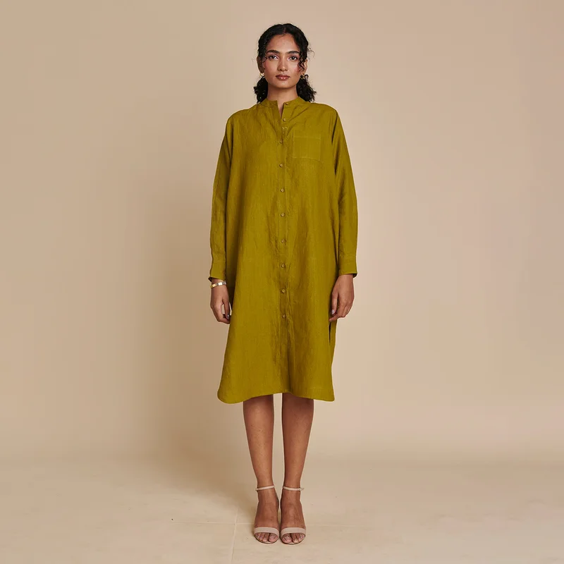 Hot Deals You Can’t Resist!Linen Shirt Dress for Women | Mehndi Green | Full Sleeves Hot Deals You Can’t Resist!Linen Shirt Dress for Women | Mehndi Green | Full Sleeves