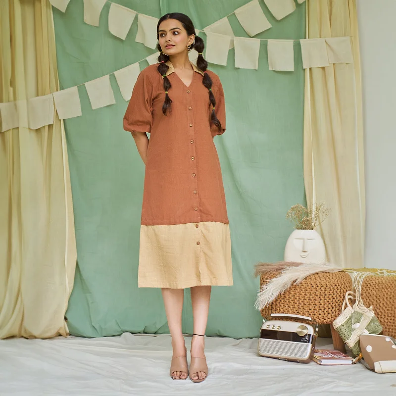 Your Best Deals Are Here!Cotton Poplin Shirt Dress for Women | Detachable | Brown