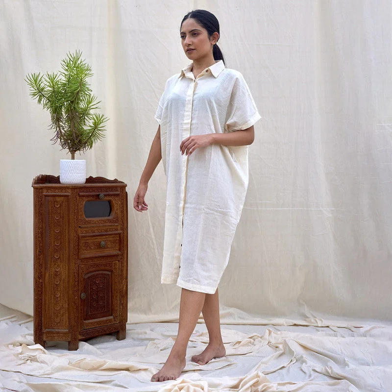 Save More with Every Purchase!Organic Cotton Shirt Dress | White