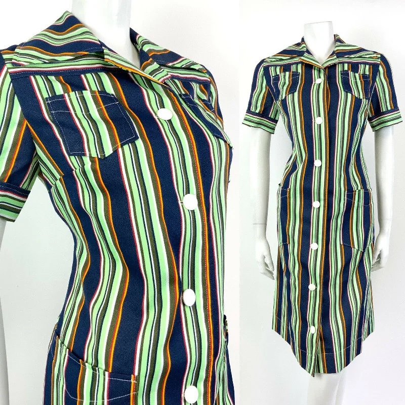 Crazy Discounts Inside!VINTAGE 60s 70s GREEN BLUE WHITE RED STRIPED MOD DAGGER COLLAR SHIRT DRESS 12 Crazy Discounts Inside!VINTAGE 60s 70s GREEN BLUE WHITE RED STRIPED MOD DAGGER COLLAR SHIRT DRESS 12
