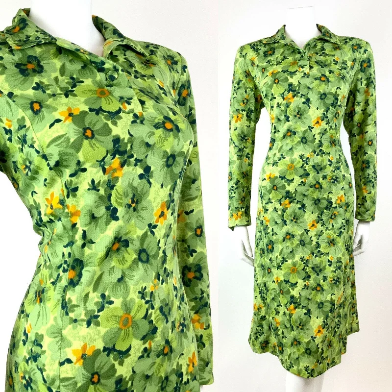 Buy One, Get One Free!VINTAGE 60s 70s GREEN LIME ORANGE FLORAL PSYCHEDELIC MOD SHIRT DRESS 16 Buy One, Get One Free!VINTAGE 60s 70s GREEN LIME ORANGE FLORAL PSYCHEDELIC MOD SHIRT DRESS 16