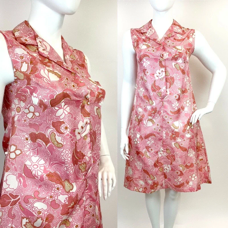 Your Wallet Will Thank You!VINTAGE 60s 70s PINK WHITE GOLD PSYCHEDELIC SWIRL FLORAL MOD SHIRT DRESS 14 16 Your Wallet Will Thank You!VINTAGE 60s 70s PINK WHITE GOLD PSYCHEDELIC SWIRL FLORAL MOD SHIRT DRESS 14 16