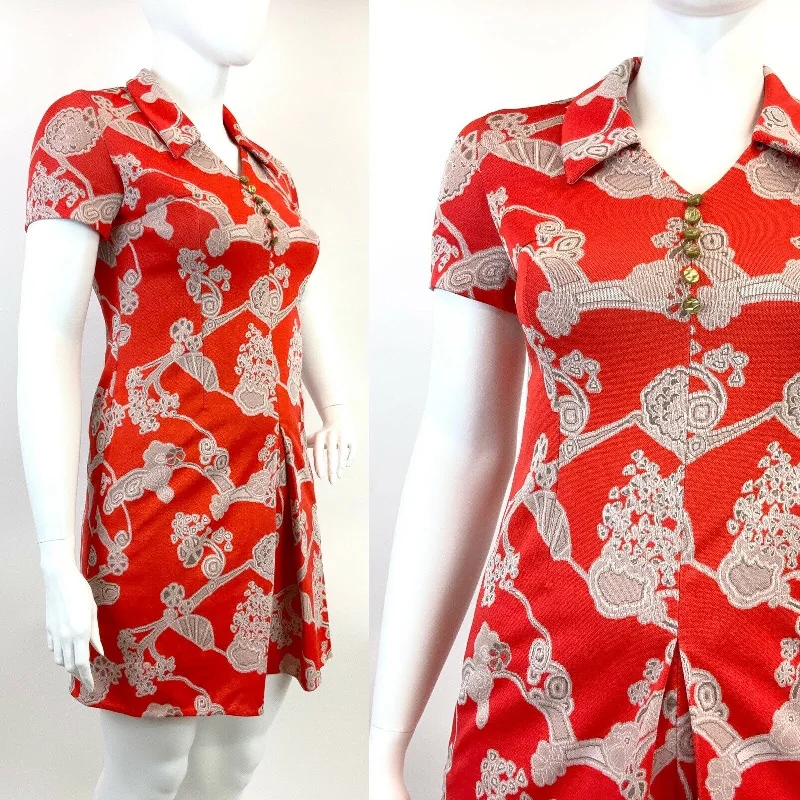 Save Money, Shop Happy!VINTAGE 60s 70s RED CREAM BROWN FLORAL ABSTRACT DAGGER COLLAR SHIRT DRESS 16 Save Money, Shop Happy!VINTAGE 60s 70s RED CREAM BROWN FLORAL ABSTRACT DAGGER COLLAR SHIRT DRESS 16