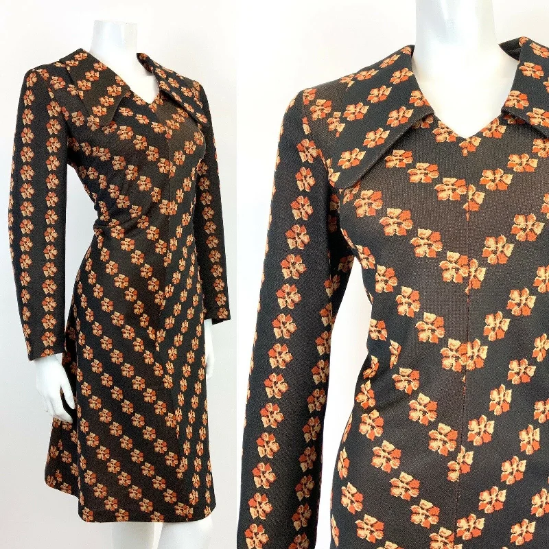 Act Fast – Limited Time Savings!VTG 60s 70s BROWN ORANGE YELLOW FLORAL STRIPED SPOON COLLAR SHIRT DRESS 14 16 Act Fast – Limited Time Savings!VTG 60s 70s BROWN ORANGE YELLOW FLORAL STRIPED SPOON COLLAR SHIRT DRESS 14 16