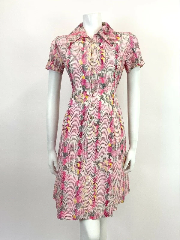Find Your Perfect Deal Today!VTG 60s 70s PINK YELLOW WHITE WAVY PSYCHEDELIC WING COLLAR MOD SHIRT DRESS 10 12 Find Your Perfect Deal Today!VTG 60s 70s PINK YELLOW WHITE WAVY PSYCHEDELIC WING COLLAR MOD SHIRT DRESS 10 12