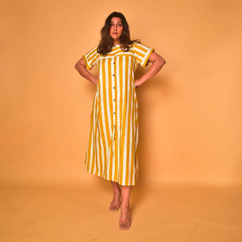 Exclusive Offers You’ll Love!Cotton Shirt Dress for Women | Striped | Yellow & White Exclusive Offers You’ll Love!Cotton Shirt Dress for Women | Striped | Yellow & White