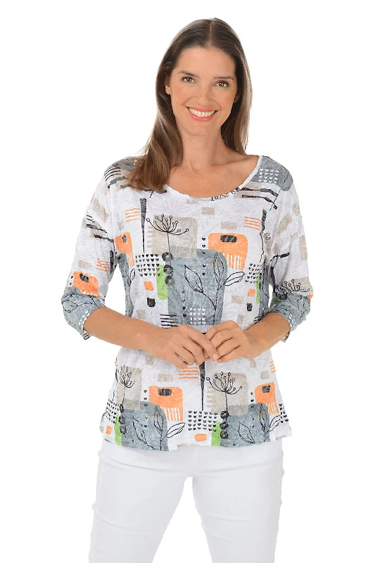 Save Up to 50% Off!Friendly Flowers Button-Back Crinkle Top