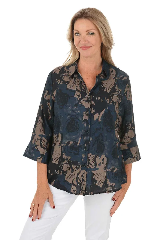 Unbeatable Prices!Roses Button-Back Shirt