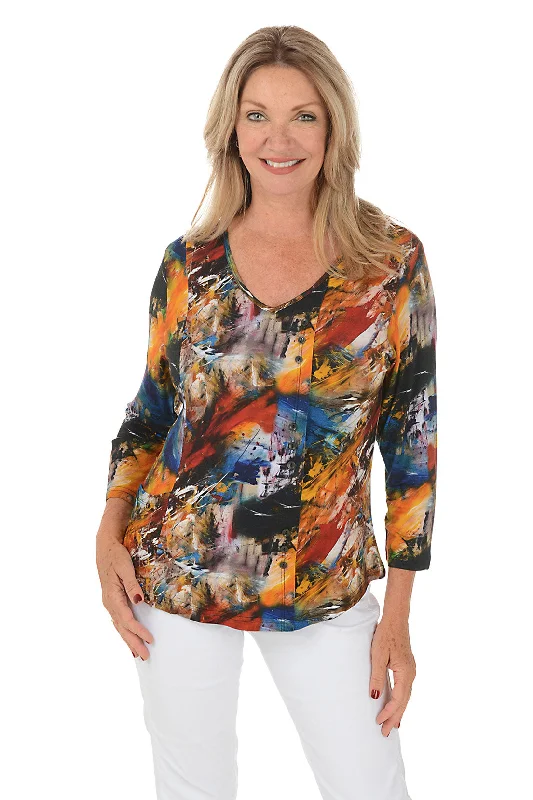 Buy More, Pay Less!Flynn V-Neck Offset Button Top