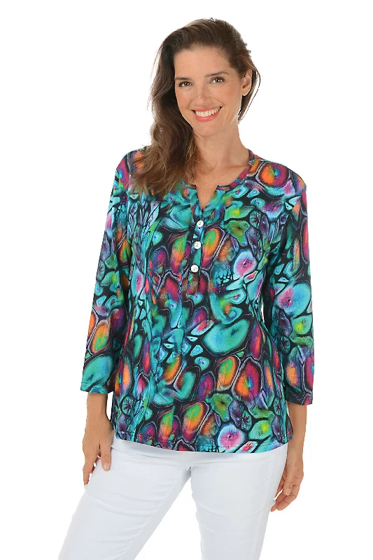 Get Ready to Save!Jewel Triple Button Placket Top