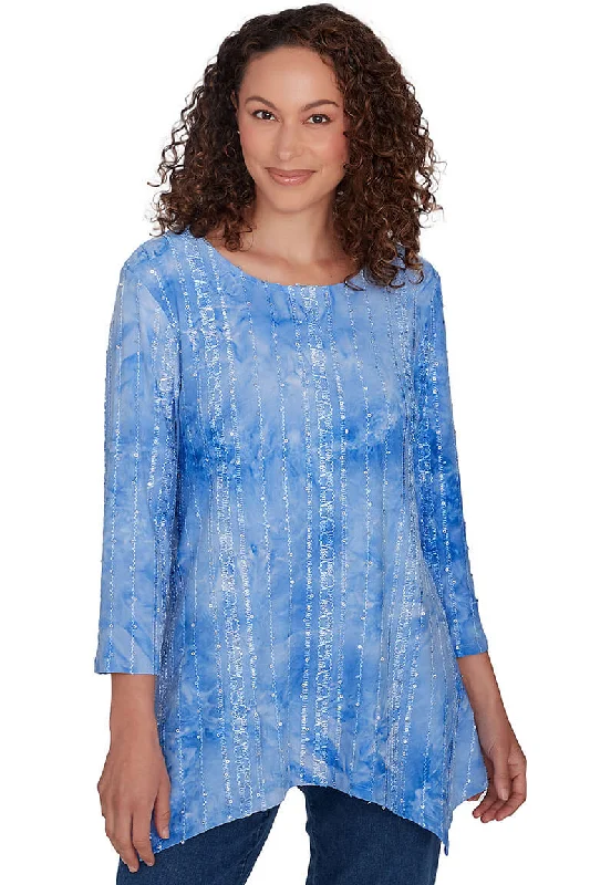 Get Ready to Save!Paisley Patch Sequined Tie-Dye Top
