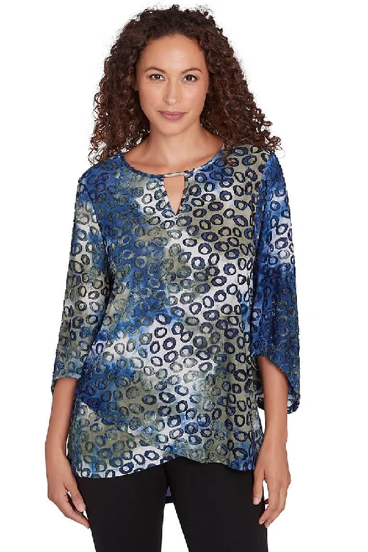 Your Shopping Spree Starts Here!Paisley Patch Ringed Tie-Dye Top