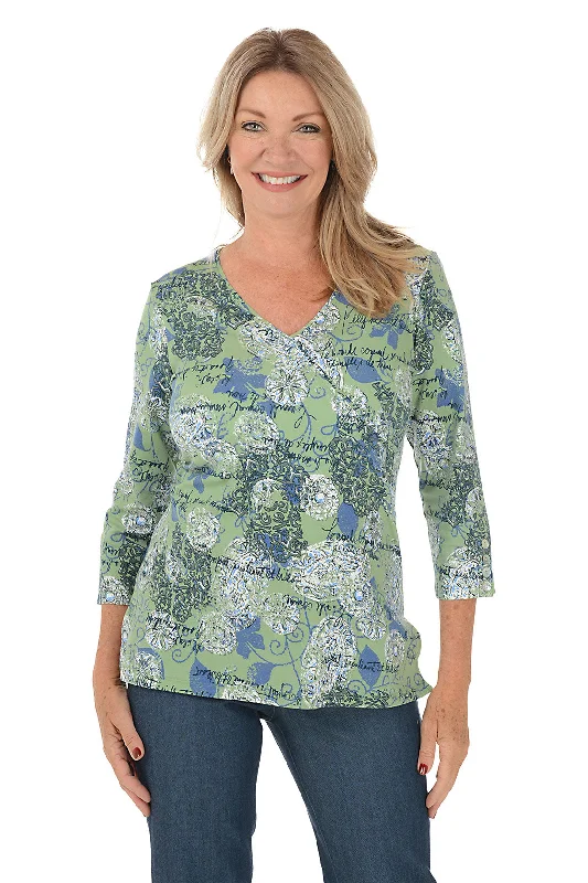 Your Chance to Save is Now!Paisley Patch Medallion Surplice Top