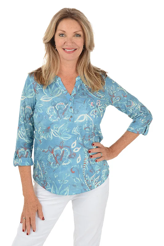 Your Shopping Wish, Our Discount Command!Paisley Henley Knit Top