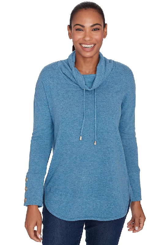 Today’s Deals, Tomorrow’s Regrets!Cozy Season Drawstring Cowl Neck Heathered Top