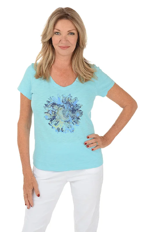 The Best Deals Won’t Wait!Sky Sunflower V-Neck Tee