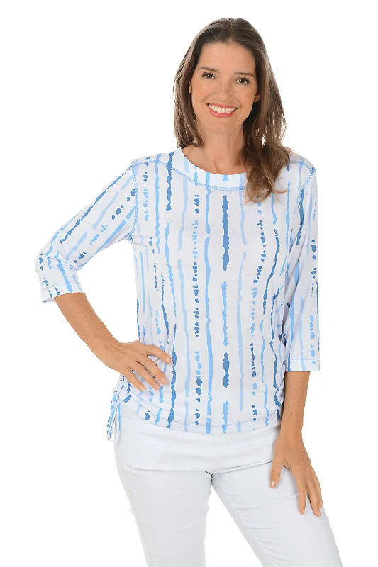 Instant Savings Await!Petite Blue Jay Stripe Side Shirred Knit Top
