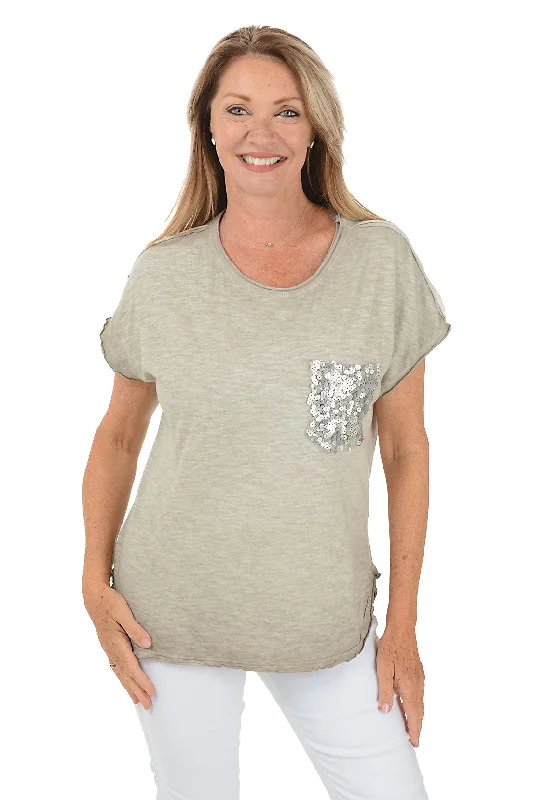 One Day Only – Huge Savings!Sequined Pocket Slub-Knit Tee