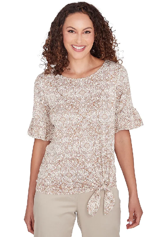 New Discounts Just Dropped!Keep It Natural Puff Print Ruffled Tee