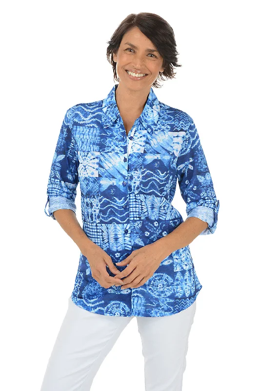 Mega Sale Happening Now!Shibori Patches Button-Front Shirt