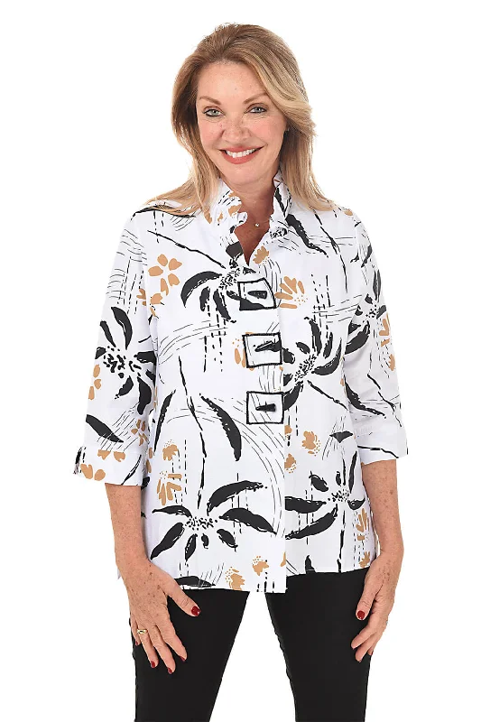 Best Price of the Season!Coconut Palm Wire Collar Button Front Shirt