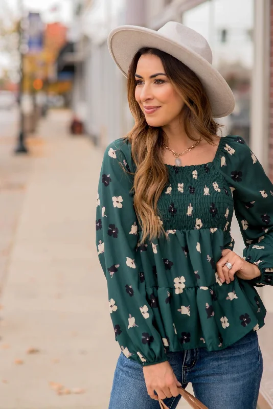 Lowest Prices Guaranteed!Blossoms Ruched Top Tiered Blouse