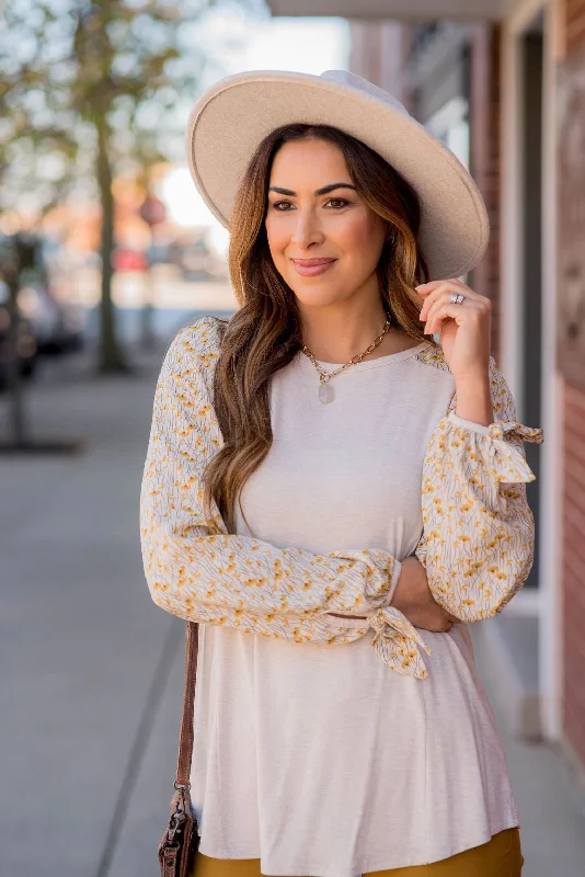 Exclusive Offers You’ll Love!Fancy Floral Tie Sleeve Blouse