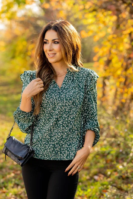 Score Huge Discounts Today!Mini Floral Double Flutter Shoulder Blouse