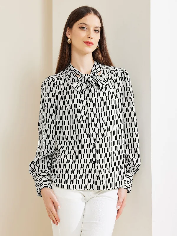 The Best Offers Are Here!Tie Neck Lantern Long Sleeve Elegant Casual Work Shirts