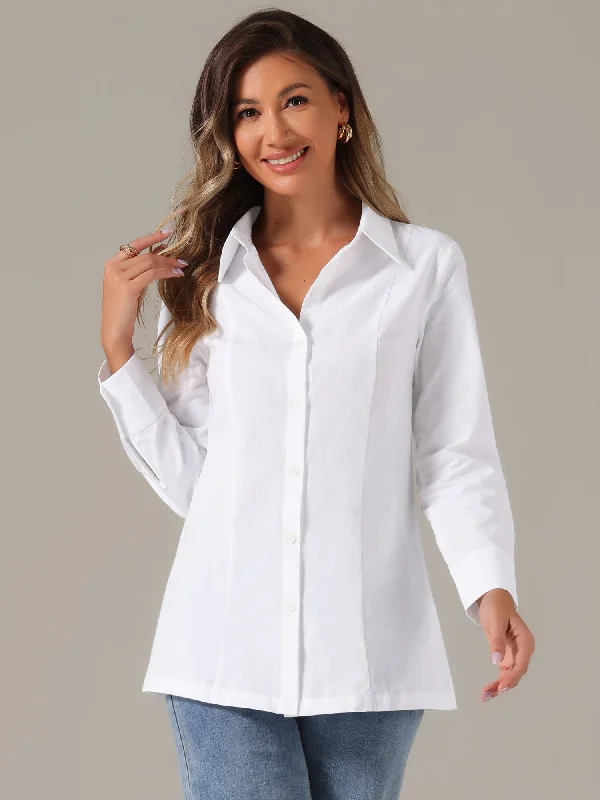 Save More with Every Purchase!Point Collar Button Down Work Office Long Sleeve Shirt