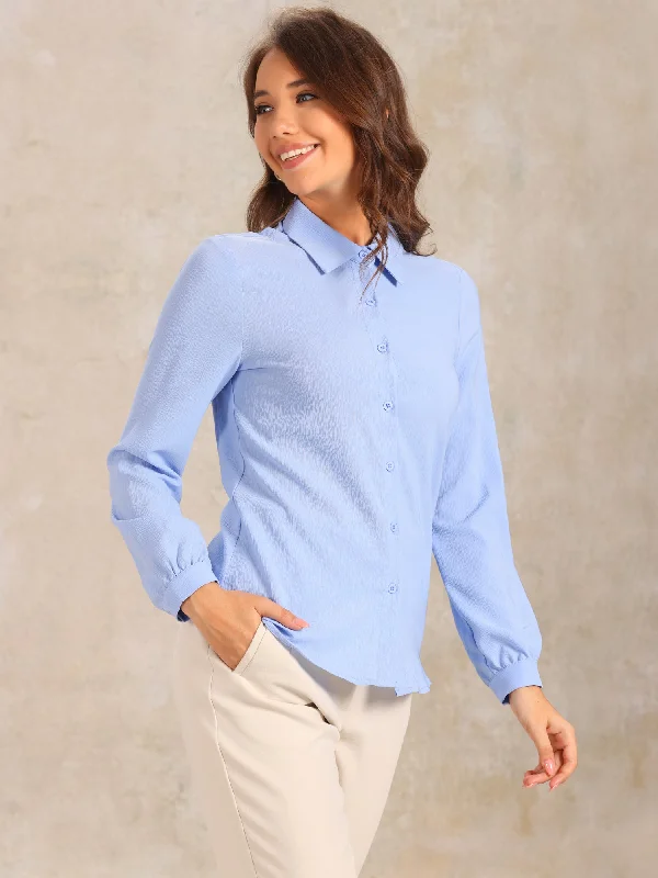 Limited Stock Available!Textured Long Sleeve Work Office Button Down Shirts