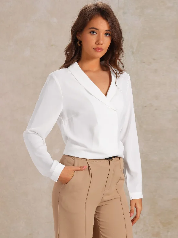 Exclusive Deals Just for You!Shawl Collar Long Sleeve Office Dressy Blouse