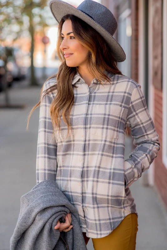 Time to Snag a Bargain!Pocketed Plaid Button Up