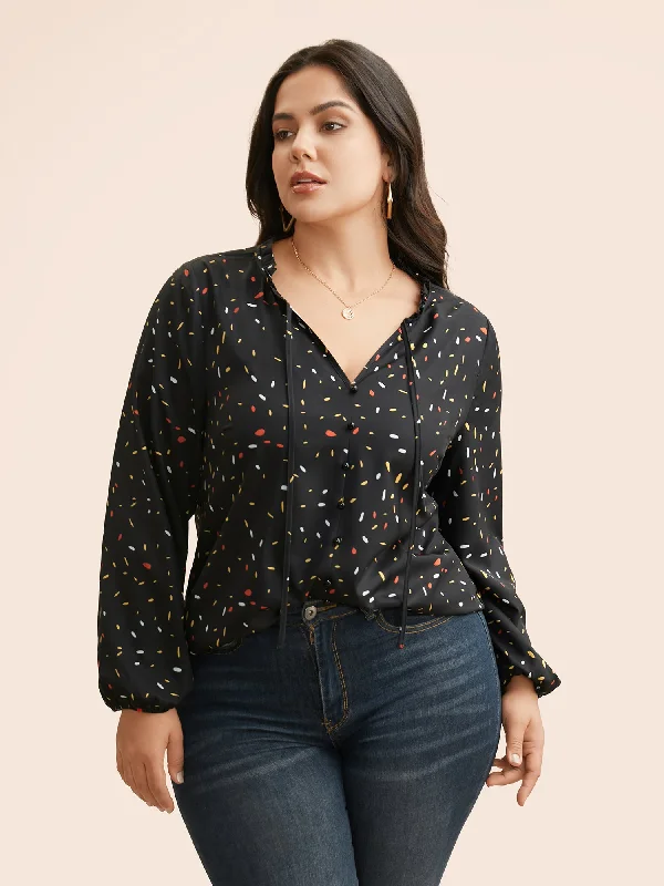Only a Few Left – Order Now!Polka Dot Frill Trim Tie Knot Shirt