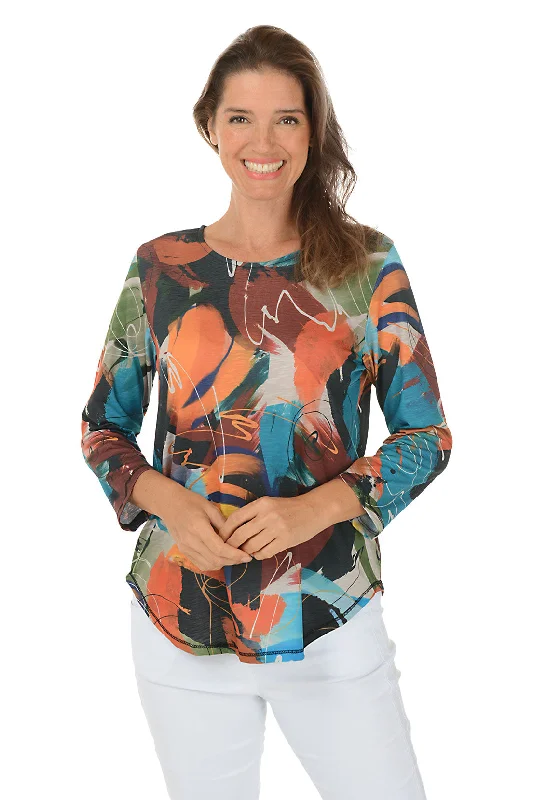 Save Up to 50% Off!Ballad Curved Hem Slub Knit Top