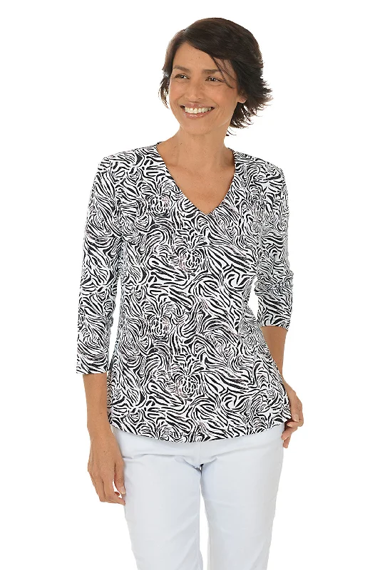 The Best Deals Won’t Wait!Silver Pineapple Zebra Classic UPF50+ V-Neck Top