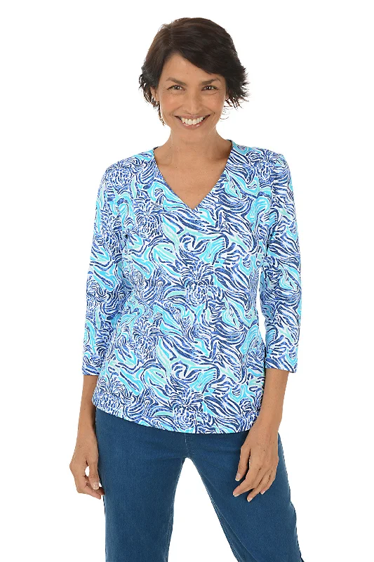 Special Offer – Act Fast!Blue Pineapple Zebra Classic UPF50+ V-Neck Top