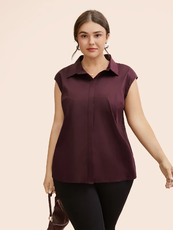 Unlock Huge Savings Now!Stretch Woven Princess Seams Offsleeves Blouse