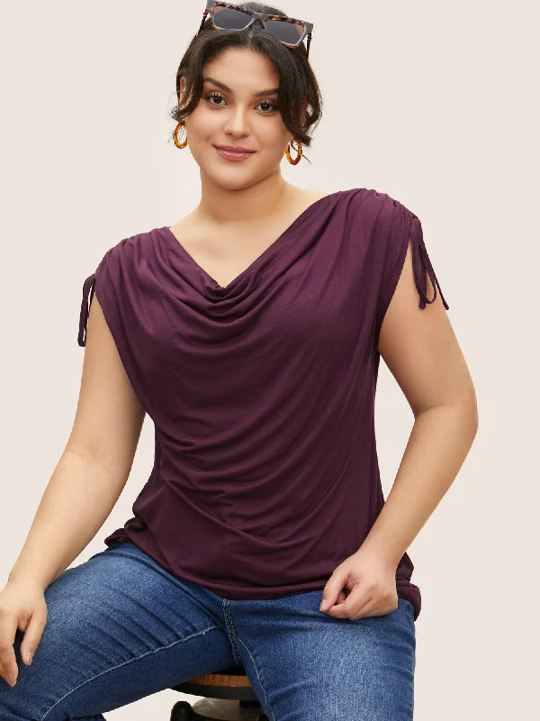 More Discounts, More Joy!Supersoft Essentials Solid Cowl Neck Drawstring T-shirt