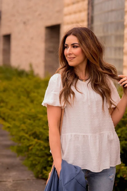 The Best Sale of the Year!Swiss Dot Puff Sleeve Blouse