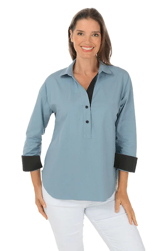 Great Deals, Just for You!Winter Sky Contrasting Double Button Blouse
