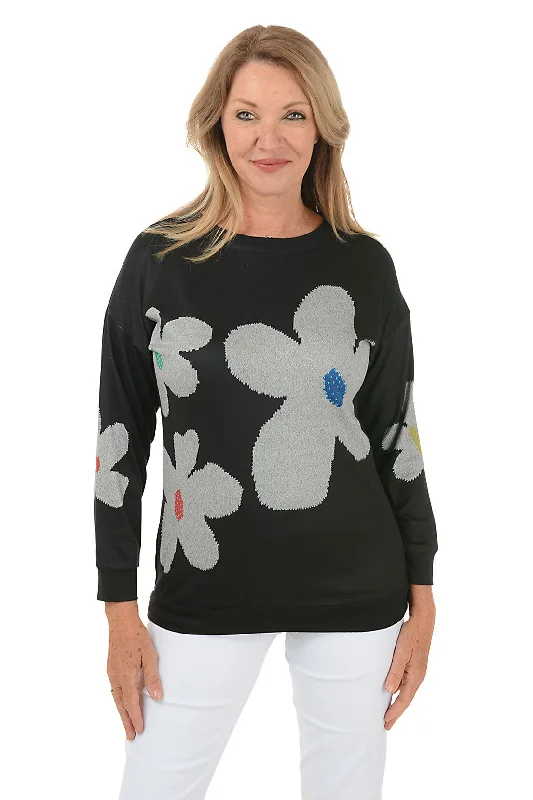 Limited-Time Price Drop!Studded Heather Flower Knit Top