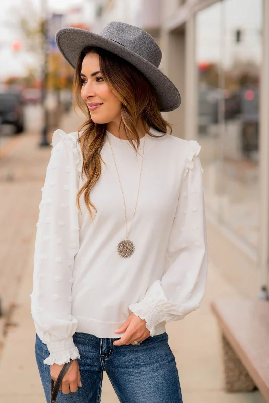 The Best Sale of the Year!Textured Dot Sleeve Blouse