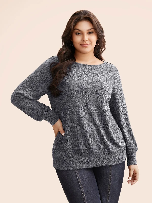 Find Your Perfect Deal Today!Textured Heather Button Detail Top