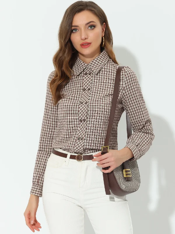 Get Ready to Save!Plaid Button Down Shirt Long Sleeve Blouse Top