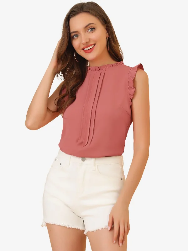 Score Big Savings Today!Business Office 1950s Ruffled Retro Sleeveless Work Blouses Score Big Savings Today!Business Office 1950s Ruffled Retro Sleeveless Work Blouses